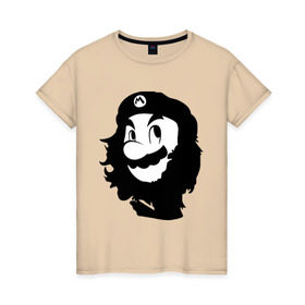 Женская футболка хлопок с принтом Che Mario в Белгороде, 100% хлопок | прямой крой, круглый вырез горловины, длина до линии бедер, слегка спущенное плечо | nintendo | марио | нинтендо | че гевара