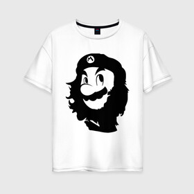 Женская футболка хлопок Oversize с принтом Che Mario в Белгороде, 100% хлопок | свободный крой, круглый ворот, спущенный рукав, длина до линии бедер
 | nintendo | марио | нинтендо | че гевара