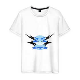 Мужская футболка хлопок с принтом Настоящий мужчина (летчик) в Белгороде, 100% хлопок | прямой крой, круглый вырез горловины, длина до линии бедер, слегка спущенное плечо. | авиатор | авиация | военные | настоящий мужчина | самолеты