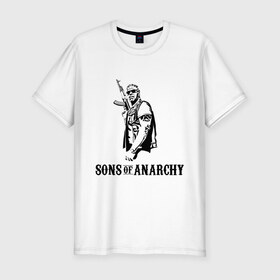 Мужская футболка премиум с принтом Сыны Анархии Клэй в Белгороде, 92% хлопок, 8% лайкра | приталенный силуэт, круглый вырез ворота, длина до линии бедра, короткий рукав | стрелок