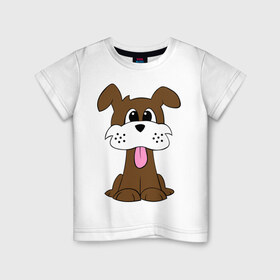 Детская футболка хлопок с принтом Милая собачка в Белгороде, 100% хлопок | круглый вырез горловины, полуприлегающий силуэт, длина до линии бедер | 