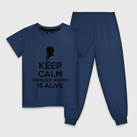 Детская пижама хлопок с принтом Keep calm Sherlock is alive в Белгороде, 100% хлопок |  брюки и футболка прямого кроя, без карманов, на брюках мягкая резинка на поясе и по низу штанин
 | keep calm sherlock is alive | кино | мультфильмы и тв | сыщик | шерлок холмс