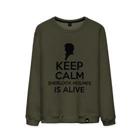 Мужской свитшот хлопок с принтом Keep calm Sherlock is alive в Белгороде, 100% хлопок |  | keep calm sherlock is alive | кино | мультфильмы и тв | сыщик | шерлок холмс