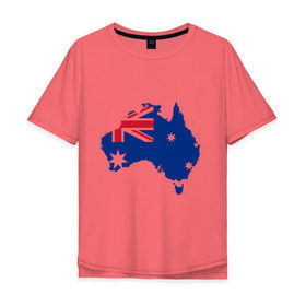 Мужская футболка хлопок Oversize с принтом Флаг Австралии в Белгороде, 100% хлопок | свободный крой, круглый ворот, “спинка” длиннее передней части | 