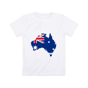 Детская футболка хлопок с принтом Флаг Австралии в Белгороде, 100% хлопок | круглый вырез горловины, полуприлегающий силуэт, длина до линии бедер | 