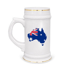 Кружка пивная с принтом Флаг Австралии в Белгороде,  керамика (Материал выдерживает высокую температуру, стоит избегать резкого перепада температур) |  объем 630 мл | Тематика изображения на принте: 