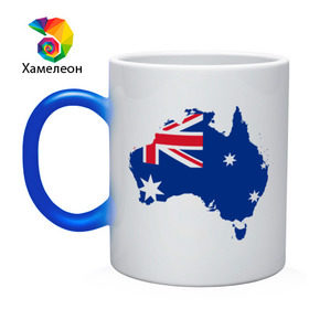 Кружка хамелеон с принтом Флаг Австралии в Белгороде, керамика | меняет цвет при нагревании, емкость 330 мл | Тематика изображения на принте: 