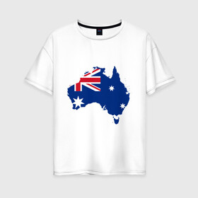 Женская футболка хлопок Oversize с принтом Флаг Австралии в Белгороде, 100% хлопок | свободный крой, круглый ворот, спущенный рукав, длина до линии бедер
 | Тематика изображения на принте: 