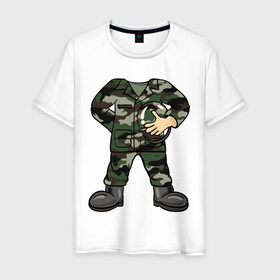Мужская футболка хлопок с принтом Форма в Белгороде, 100% хлопок | прямой крой, круглый вырез горловины, длина до линии бедер, слегка спущенное плечо. | военный | защитник | каска | солдат | форма