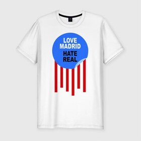 Мужская футболка премиум с принтом Atletico Madrid ( Атлетико Мадрид ) в Белгороде, 92% хлопок, 8% лайкра | приталенный силуэт, круглый вырез ворота, длина до линии бедра, короткий рукав | 