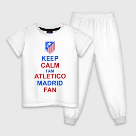 Детская пижама хлопок с принтом keep calm i am Atletico Madrid fan ( Атлетико ) в Белгороде, 100% хлопок |  брюки и футболка прямого кроя, без карманов, на брюках мягкая резинка на поясе и по низу штанин
 | keep calm i am atletico | мяч | спорт | футбол