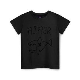 Детская футболка хлопок с принтом Flipper в Белгороде, 100% хлопок | круглый вырез горловины, полуприлегающий силуэт, длина до линии бедер | Тематика изображения на принте: nirvana | акула | курта кобейна flipper | музыка | рок