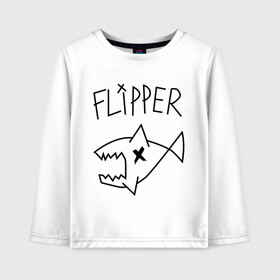 Детский лонгслив хлопок с принтом Flipper в Белгороде, 100% хлопок | круглый вырез горловины, полуприлегающий силуэт, длина до линии бедер | nirvana | акула | курта кобейна flipper | музыка | рок