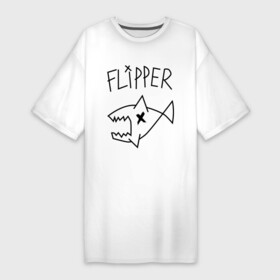 Платье-футболка хлопок с принтом Flipper в Белгороде,  |  | nirvana | акула | курта кобейна flipper | музыка | рок
