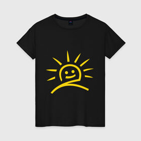 Женская футболка хлопок с принтом Солнечное настроение в Белгороде, 100% хлопок | прямой крой, круглый вырез горловины, длина до линии бедер, слегка спущенное плечо | 