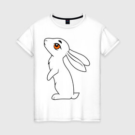 Женская футболка хлопок с принтом Милый зайка в Белгороде, 100% хлопок | прямой крой, круглый вырез горловины, длина до линии бедер, слегка спущенное плечо | животные | заяц | кролик | милый зайка | прикольные картинки