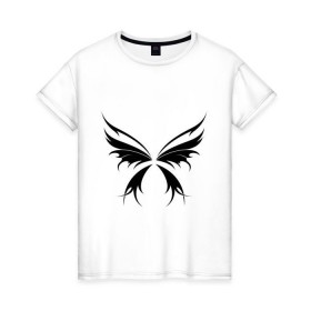 Женская футболка хлопок с принтом Крылья бабочки в Белгороде, 100% хлопок | прямой крой, круглый вырез горловины, длина до линии бедер, слегка спущенное плечо | 