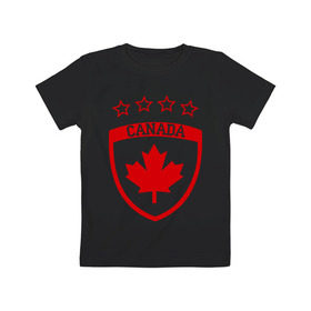 Детская футболка хлопок с принтом Канада в Белгороде, 100% хлопок | круглый вырез горловины, полуприлегающий силуэт, длина до линии бедер | канада | спорт | хоккеист | хоккей | шайба