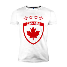 Мужская футболка премиум с принтом Канада в Белгороде, 92% хлопок, 8% лайкра | приталенный силуэт, круглый вырез ворота, длина до линии бедра, короткий рукав | канада | спорт | хоккеист | хоккей | шайба