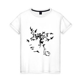 Женская футболка хлопок с принтом Девушка Весна в Белгороде, 100% хлопок | прямой крой, круглый вырез горловины, длина до линии бедер, слегка спущенное плечо | 