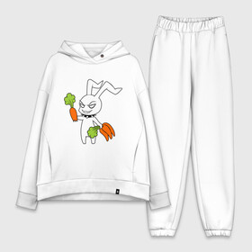 Женский костюм хлопок Oversize с принтом Злой зайчик в Белгороде,  |  | животные | зайка | злой зайчик | кролик | морковка | прикольные картинки