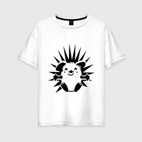 Женская футболка хлопок Oversize с принтом Веселый ёжик в Белгороде, 100% хлопок | свободный крой, круглый ворот, спущенный рукав, длина до линии бедер
 | веселый ёжик | ежик | животные | иголки | милый ежик | прикольные картинки