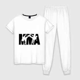 Женская пижама хлопок с принтом Mixed martial arts в Белгороде, 100% хлопок | брюки и футболка прямого кроя, без карманов, на брюках мягкая резинка на поясе и по низу штанин | mixed martial arts | единоборства | спорт