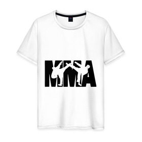 Мужская футболка хлопок с принтом Mixed martial arts в Белгороде, 100% хлопок | прямой крой, круглый вырез горловины, длина до линии бедер, слегка спущенное плечо. | mixed martial arts | единоборства | спорт