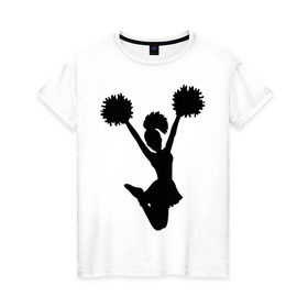Женская футболка хлопок с принтом Черлидерша в Белгороде, 100% хлопок | прямой крой, круглый вырез горловины, длина до линии бедер, слегка спущенное плечо | болельщица | разное спортивное | спорт | черлидерша