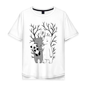 Мужская футболка хлопок Oversize с принтом Счастливая семья. в Белгороде, 100% хлопок | свободный крой, круглый ворот, “спинка” длиннее передней части | панда