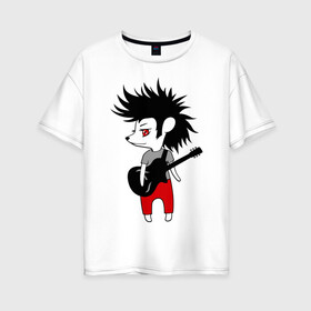 Женская футболка хлопок Oversize с принтом Ежик рок музыкант в Белгороде, 100% хлопок | свободный крой, круглый ворот, спущенный рукав, длина до линии бедер
 | гитара