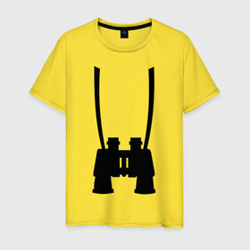 Мужская футболка хлопок с принтом Бинокль в Белгороде, 100% хлопок | прямой крой, круглый вырез горловины, длина до линии бедер, слегка спущенное плечо. | бинокль | одежда | прикольные картинки