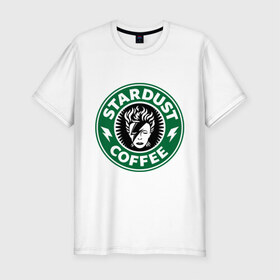 Мужская футболка премиум с принтом Stardust coffee в Белгороде, 92% хлопок, 8% лайкра | приталенный силуэт, круглый вырез ворота, длина до линии бедра, короткий рукав | stardust coffee | зерна | кофе | напиток | популярные | прикольные картинки