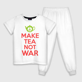 Детская пижама хлопок с принтом Make tea not war в Белгороде, 100% хлопок |  брюки и футболка прямого кроя, без карманов, на брюках мягкая резинка на поясе и по низу штанин
 | keep calm | make tea not war | прикольные надписи | чай