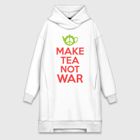 Платье-худи хлопок с принтом Make tea not war в Белгороде,  |  | keep calm | make tea not war | прикольные надписи | чай