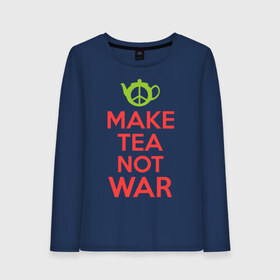 Женский лонгслив хлопок с принтом Make tea not war в Белгороде, 100% хлопок |  | keep calm | make tea not war | прикольные надписи | чай