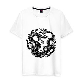 Мужская футболка хлопок с принтом Китайский древний дракон в Белгороде, 100% хлопок | прямой крой, круглый вырез горловины, длина до линии бедер, слегка спущенное плечо. | дракон | дьяволы | китайский дракон | китайский древний дракон | монстры | прикольные картинки