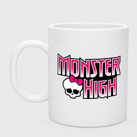 Кружка с принтом Monster High logo в Белгороде, керамика | объем — 330 мл, диаметр — 80 мм. Принт наносится на бока кружки, можно сделать два разных изображения | Тематика изображения на принте: monster high | кукла монстр | куклы | монстры | школа монстров