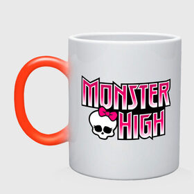 Кружка хамелеон с принтом Monster High logo в Белгороде, керамика | меняет цвет при нагревании, емкость 330 мл | monster high | кукла монстр | куклы | монстры | школа монстров