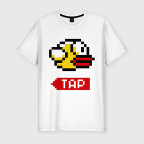Мужская футболка премиум с принтом Flappy bird tap в Белгороде, 92% хлопок, 8% лайкра | приталенный силуэт, круглый вырез ворота, длина до линии бедра, короткий рукав | 