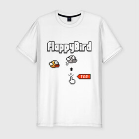 Мужская футболка премиум с принтом Flappy bird в Белгороде, 92% хлопок, 8% лайкра | приталенный силуэт, круглый вырез ворота, длина до линии бедра, короткий рукав | 