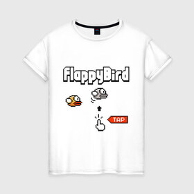 Женская футболка хлопок с принтом Flappy bird в Белгороде, 100% хлопок | прямой крой, круглый вырез горловины, длина до линии бедер, слегка спущенное плечо | 