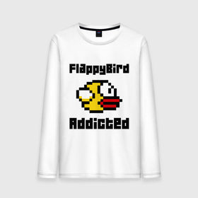 Мужской лонгслив хлопок с принтом FlappyBird addicted в Белгороде, 100% хлопок |  | Тематика изображения на принте: flappy bird | fun | tap | игры | птичка