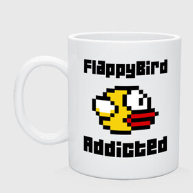 Кружка с принтом FlappyBird addicted в Белгороде, керамика | объем — 330 мл, диаметр — 80 мм. Принт наносится на бока кружки, можно сделать два разных изображения | flappy bird | fun | tap | игры | птичка