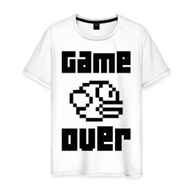 Мужская футболка хлопок с принтом Game over в Белгороде, 100% хлопок | прямой крой, круглый вырез горловины, длина до линии бедер, слегка спущенное плечо. | flappy bird | fun | tap | игры | птичка
