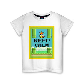 Детская футболка хлопок с принтом Сохраняйте спокойствие в Белгороде, 100% хлопок | круглый вырез горловины, полуприлегающий силуэт, длина до линии бедер | 8 бит | flappy bird | keep calm | игры | сохраняй спокойствие | трубы | флаппи | флэппи берд