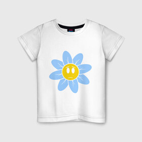 Детская футболка хлопок с принтом Грустная ромашка в Белгороде, 100% хлопок | круглый вырез горловины, полуприлегающий силуэт, длина до линии бедер | 8 марта 
 позитив и смайлы | грустная ромашка | подарки | цветы