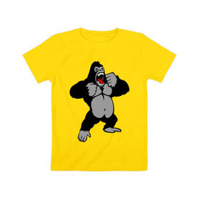 Детская футболка хлопок с принтом Злая горилла в Белгороде, 100% хлопок | круглый вырез горловины, полуприлегающий силуэт, длина до линии бедер | Тематика изображения на принте: горилла | животные | злая горилла | обезьяна