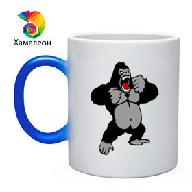 Кружка хамелеон с принтом Злая горилла в Белгороде, керамика | меняет цвет при нагревании, емкость 330 мл | Тематика изображения на принте: горилла | животные | злая горилла | обезьяна