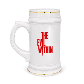 Кружка пивная с принтом The Evil Within в Белгороде,  керамика (Материал выдерживает высокую температуру, стоит избегать резкого перепада температур) |  объем 630 мл | the evil within | зло | игры